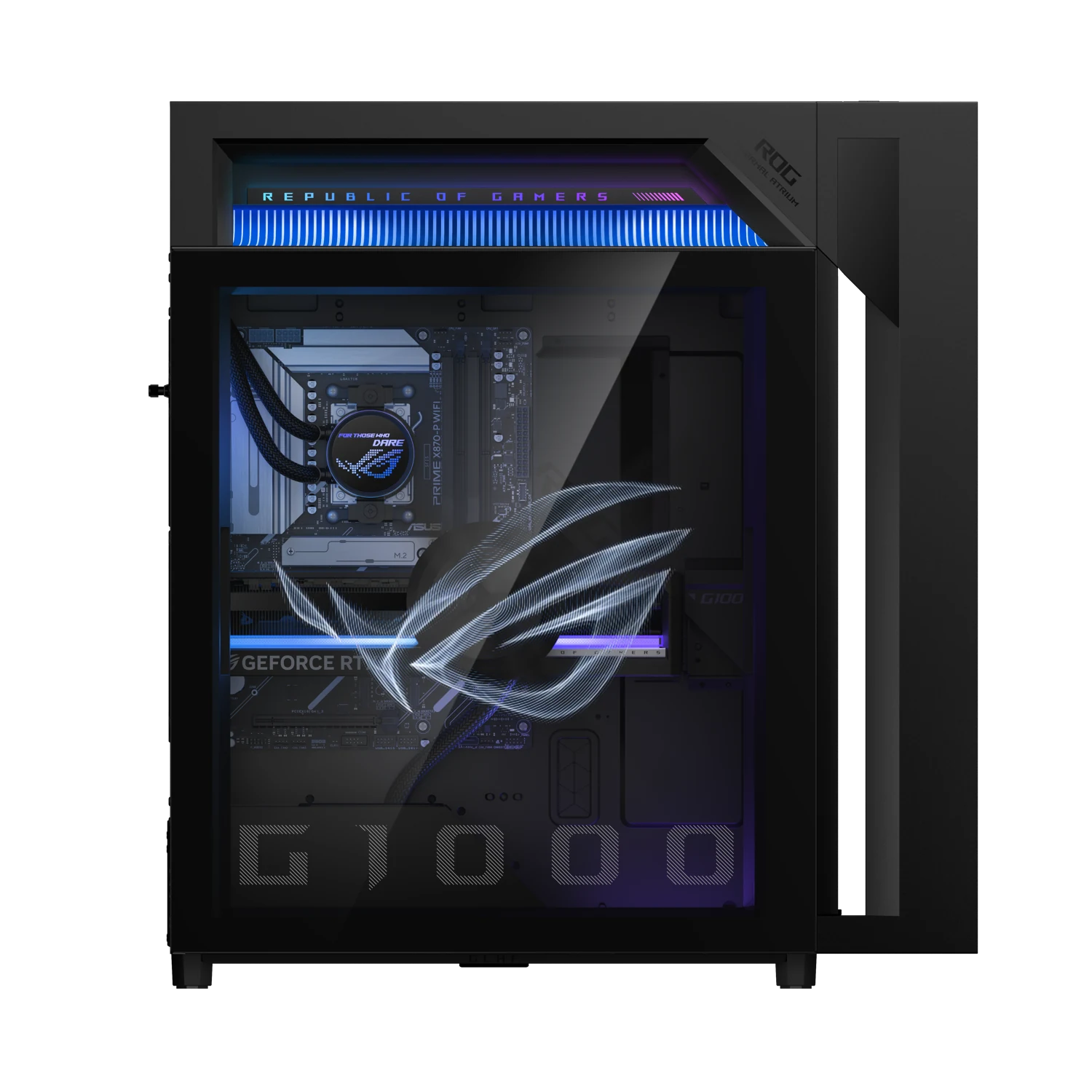G1000 side panel showing an illuminated ROG graphic